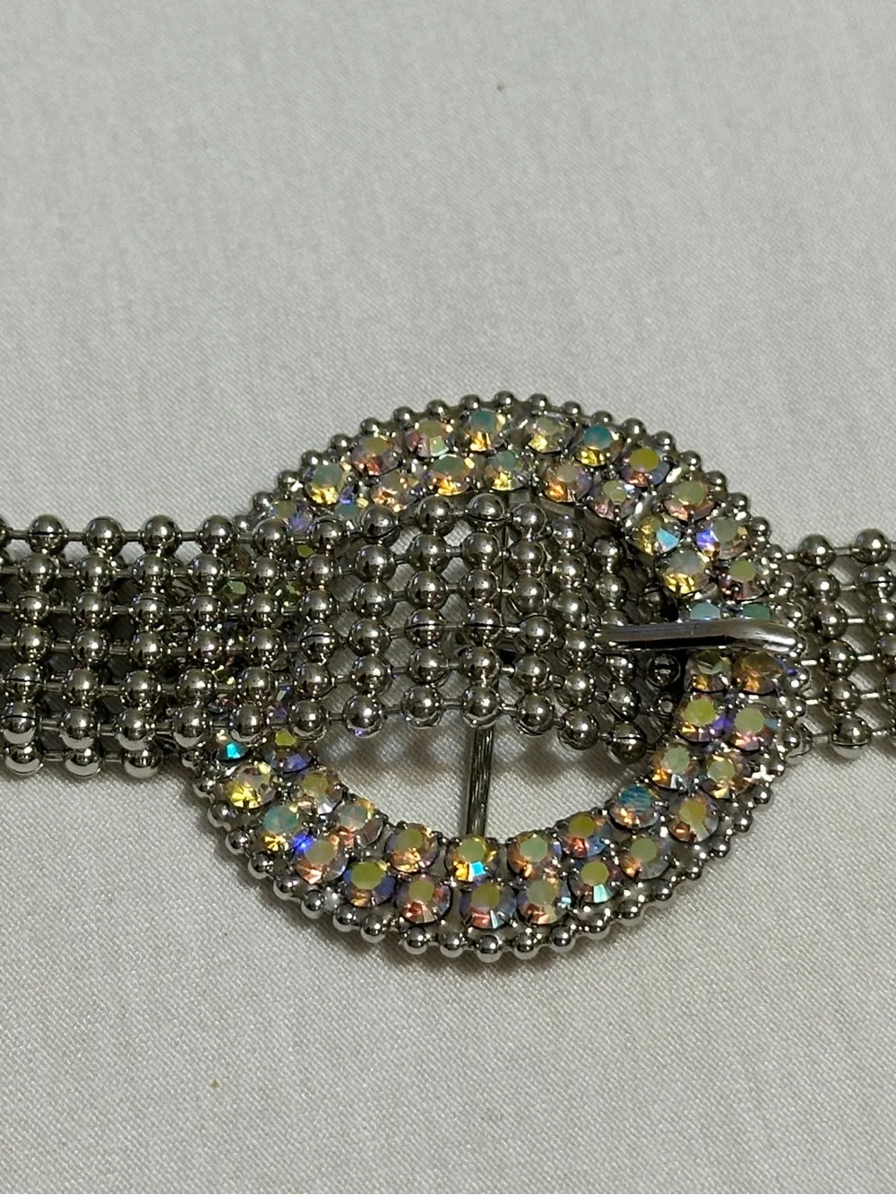 sparkling silver multi-strand ball chain belt